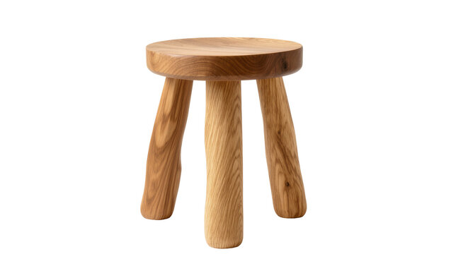 Rustic wooden three-legged stool with smooth round seat