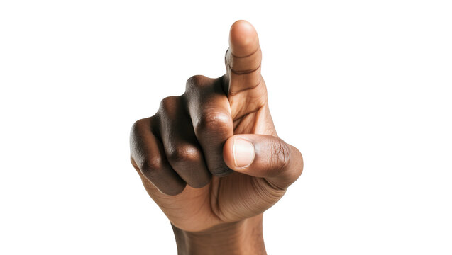 Dark brown hand pointing index finger forward