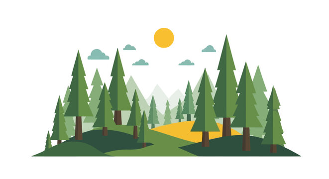 Trees Forest Green Foliage Nature Scene.