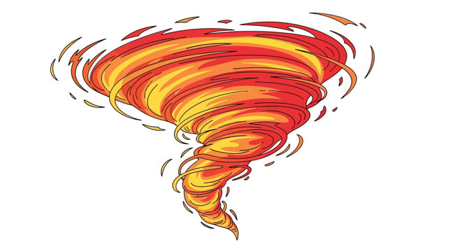 Vibrant Orange Tornado Weather Phenomenon Swirling.