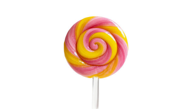 Swirled Pink Yellow Candy Lollipop on Silver Stick
