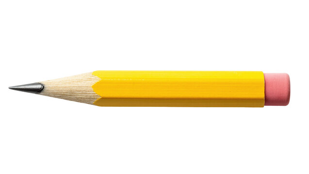 Yellow pencil with pink eraser and sharpened graphite tip