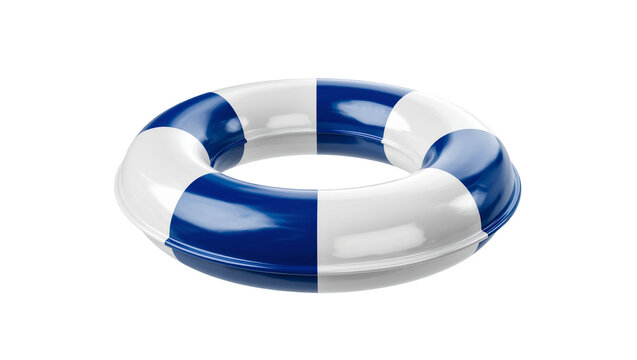 Blue and White Inflatable Pool Float Circular Shape