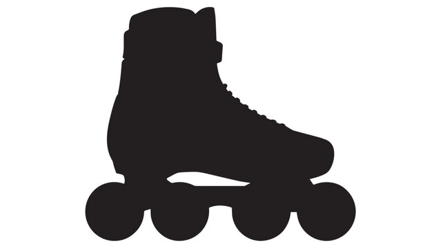 A black silhouette of a professional inline skate or roller blade for extreme sports and outdoor leisure activities