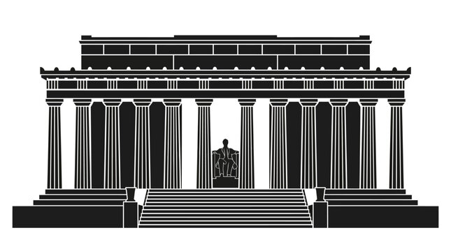 Lincoln Memorial silhouette vector for American history, heritage, culture, democracy, tourism, branding, iconic landmark, and design projects worldwide