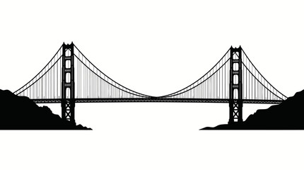 Obraz premium Golden Gate Bridge suspension silhouette vector for engineering, architecture, tourism, heritage, culture, branding, iconic landmark, and design projects worldwide