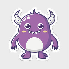 Fototapeta premium Cute Purple Monster Cartoon Character