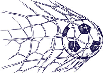 Soccer ball breaking through a net a dynamic sketch © MUHMUDABEGUM