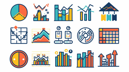 Fototapeta premium Collection of Colorful Data Analytics Graphs and Charts for Business Insights and Strategy Planning