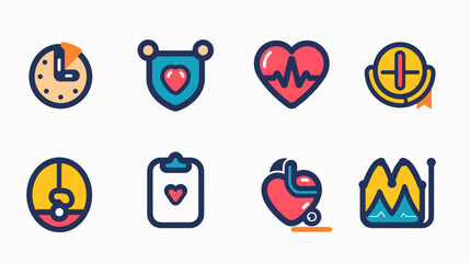 Fototapeta premium Collection of Colorful Health and Medical Icons Representing Wellness and Care Elements