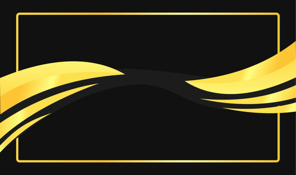 Golden curves flow elegantly against a deep black background. Bold, glowing lines frame the center with refined precision. Perfect for premium branding or luxury design projects.