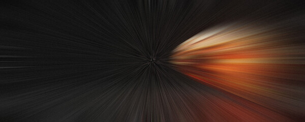 Abstract background with a sense of speed and motion, featuring vibrant orange and red light streaks radiating from a central point in space © Illustro Paradise