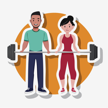 Couple Lifting Weights Together