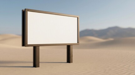 Fototapeta premium Minimalist outdoor digital billboard standing alone on a desert road during golden hour, ideal for advertising, marketing campaigns, and futuristic or travel concepts.