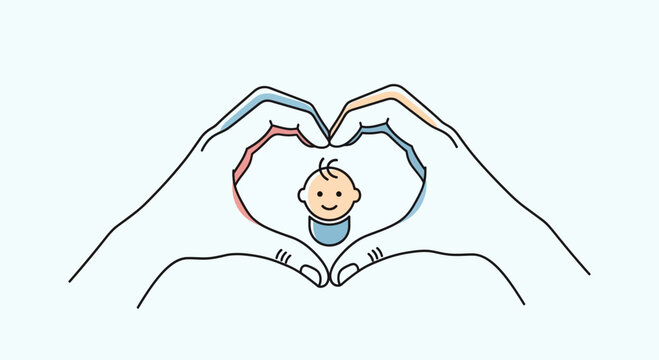 Hands holding a smiling baby.