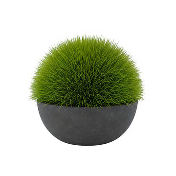 Small potted artificial green shrubbery with dense foliage
