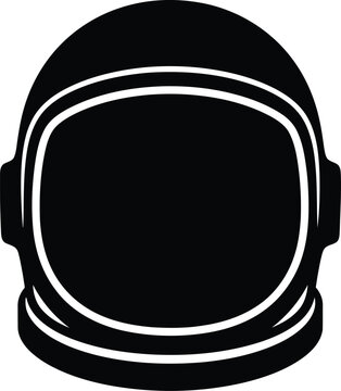 Astronaut helmet visor space suit headgear black silhouette isolated on transparent background vector science technology object.