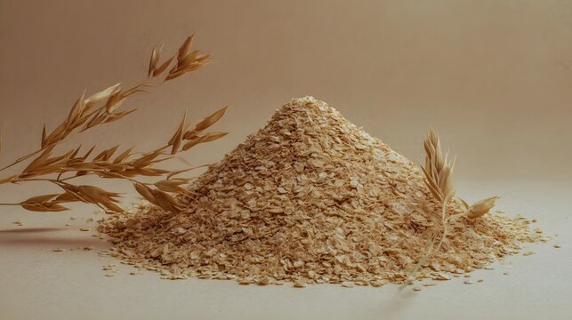 Earthy oatmeal groats create a serene still life evoking wholesome natural breakfast simplicity
