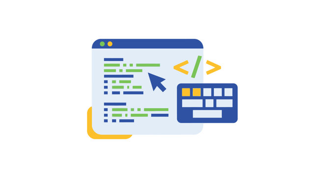 web design interface with code editor and keyboard