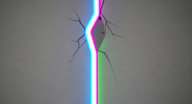 Abstract crack with neon light