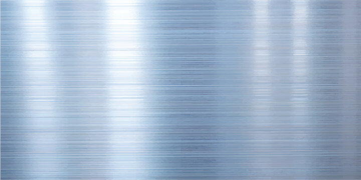 A polished silver stainless steel plate with an industrial brushed metal texture creates a shiny metallic gray surface pattern on a smooth aluminum alloy sheet background