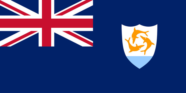 National flag of Anguilla, Anguilla flag on blue background, official vector illustration.