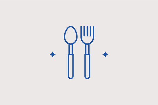 Spoon and fork line icon for basic cutlery needs and general food service. Universal vector illustration for restaurant icon sets and culinary mobile app buttons.