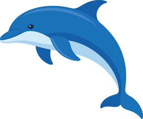 Fototapeta premium Dolphin vector illustration isolated on white background swimming in ocean water underwater marine aquatic animal design