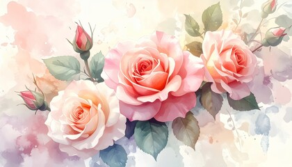 Fototapeta premium Hand Painted Rose Flower Illustration with Detailed Petals Romantic Artistic Floral Painting
