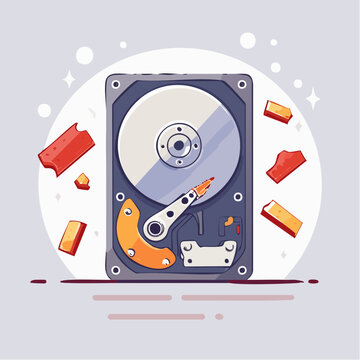 Broken Hard Drive with Data Fragments