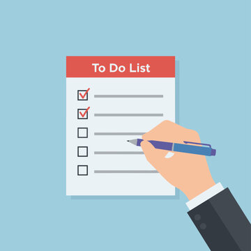 Hand Checking Tasks on To Do List with Blue Purple Pen