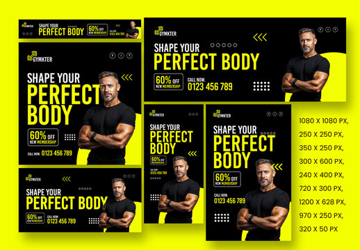 Gym Web Banner Set Layout