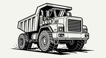 Heavy duty dump truck illustration © EBODA