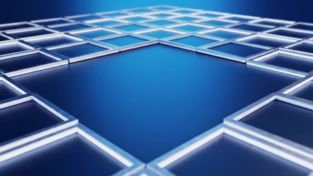 VSRExport process on blue and white background with rhombic lines and rectangular frames appearing
