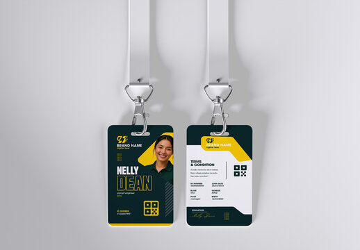 Modern Green And Yellow ID Card Design with Creative Layout