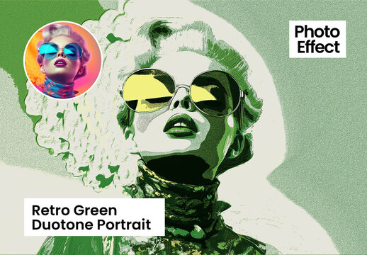 Retro Green Duotone Portrait