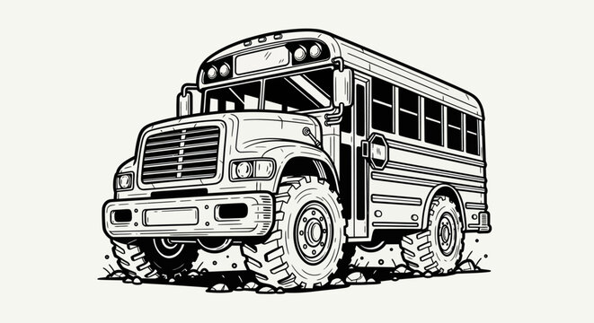Off road school bus illustration