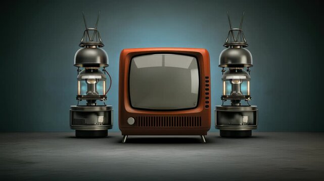 ノイズが揺れるレトロテレビの画面切替アニメーション背景