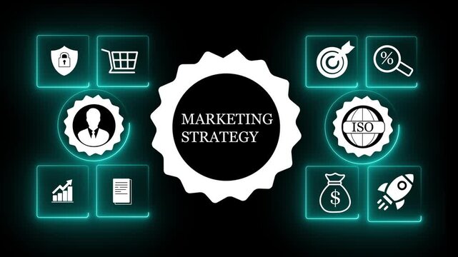 Innovative marketing strategy concept for strategic advertising, market analysis and professional brand development with gear symbols