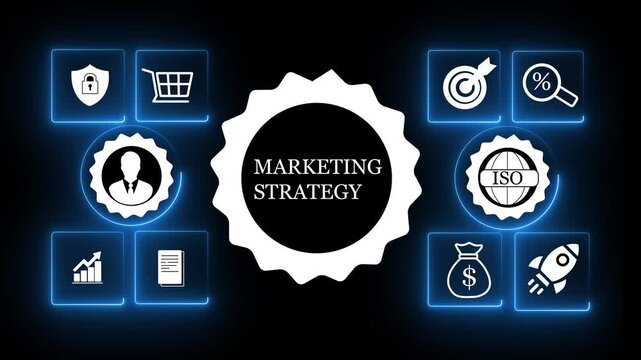 Innovative marketing strategy concept for strategic advertising, market analysis and professional brand development with gear symbols