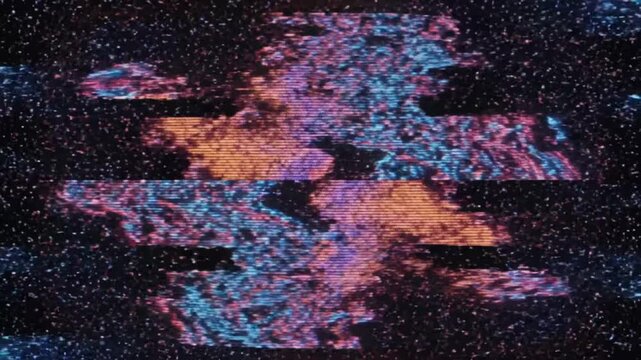 Unique design abstract digital animation with pixel noise and VSR export in colorful patterns and shapes