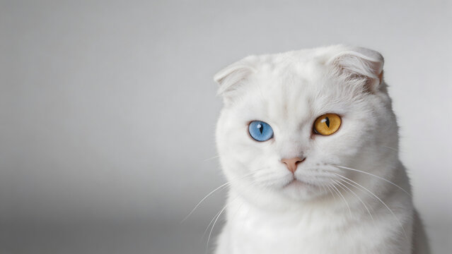 White cat with different colored eyes