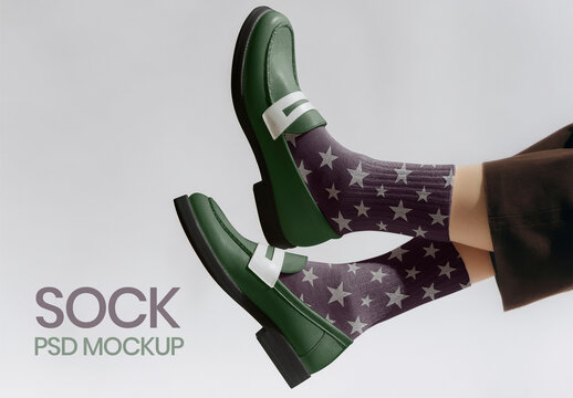Stylish Sock Mockups With Star Pattern PSD