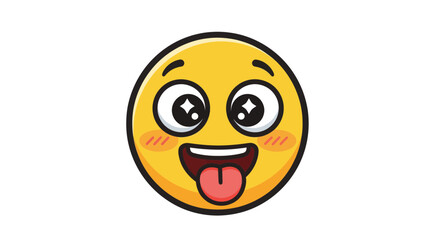 Fototapeta premium Excited Emoji with Tongue Out and Sparkle Eyes - Happy Face Icon