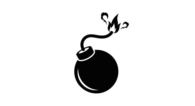 Exploding Bomb Icon with Burning Fuse