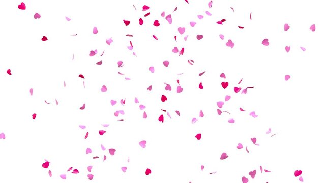 Falling Heart Confetti Animation with Alpha Mask for Valentine and Wedding Anniversary