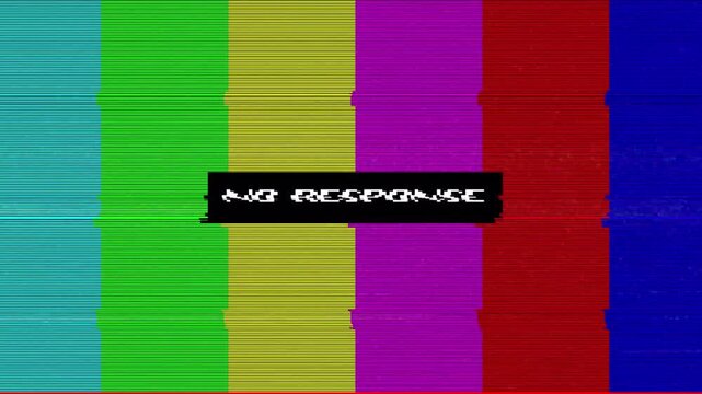 Animated television test pattern with color bars with no response text 