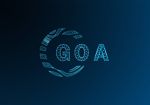 GOA low poly letter logo vector design. GOA lower poly logo design. GOA unique low poly logo design.
