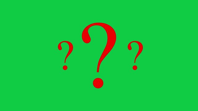 Set of Animated Question Mark Icons Appearing on Chroma Key Green Screen Background for Educational Videos Quiz Content Frequently Asked Questions and Problem Solving Graphics