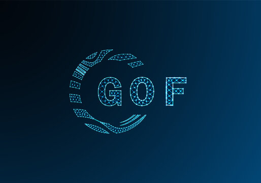 GOF low poly letter logo vector design. GOF lower poly logo design. GOF unique low poly logo design.